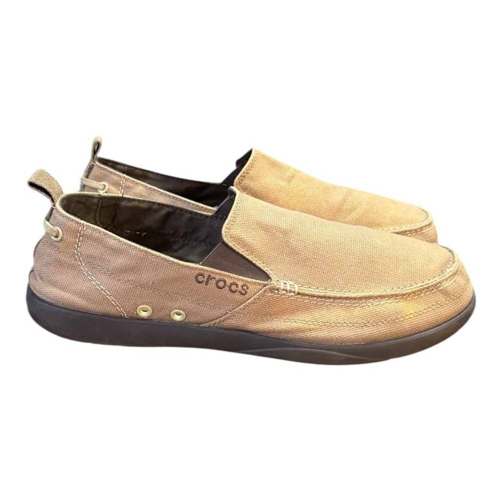 Crocs Walu Canvas Slip-On Loafers – Khaki/Espresso Men’s Size 13